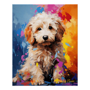 Super Cute Goldendoodle Dog Puppy 005 - Xeno Lucil Poster