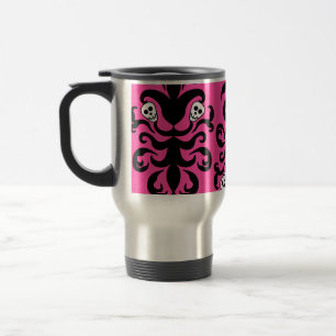 Super cute gothic skull damask travel mug