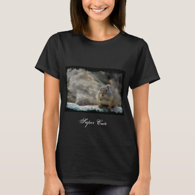 Super Cute Ground Squirrel Black Border T-Shirt (Front)
