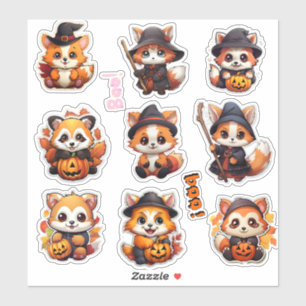 Super cute Halloween Red Panda Stickers