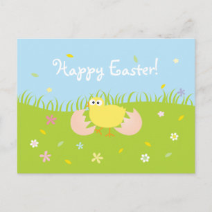 Super Cute Happy Easter Baby Chick Holiday Postcard