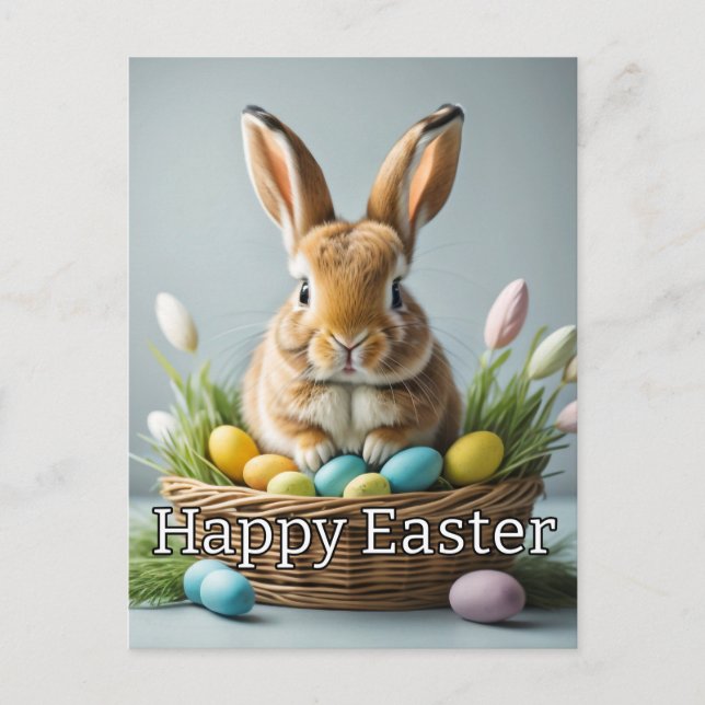 Super Cute Happy Easter Bunny Postcard (Front)
