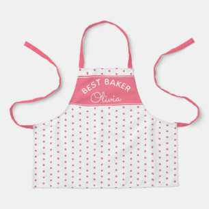 Super Cute Head Baker Pink Polka Dot Girly Baking Apron