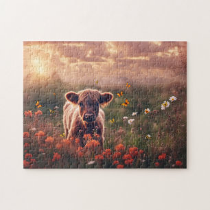 Super Cute HIghland Calf Cow Fun Jigsaw Puzzle