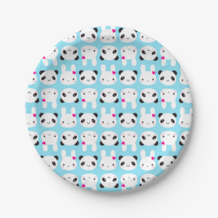 Super Cute Kawaii Bunny and Panda Paper Plate