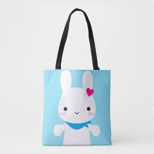 Super Cute Kawaii Bunny and Panda Tote Bag (Front)