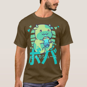 Super Cute Kawaii Cow Boba Bubble Tea Retro Blue A T-Shirt