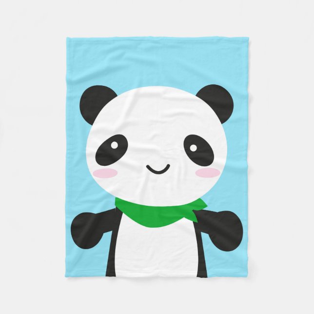 Super Cute Kawaii Panda Fleece Blanket (Front)