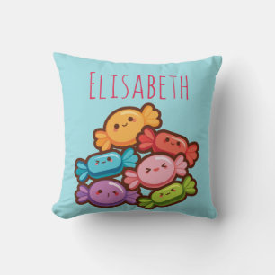 Super cute kawaii rainbow candies monogram cushion