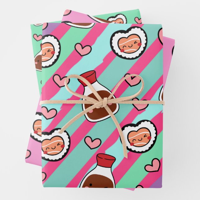 Super cute Kawaii Sushi Wrapping Paper Sheet (In situ)