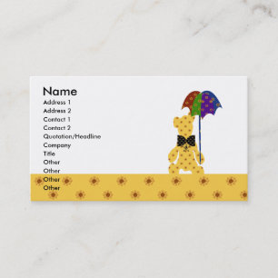 Super Cute Kids Teddy Bear Animal Colourful Yellow Business Card