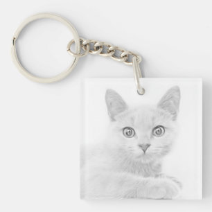 SUPER CUTE Kitten Portrait Photograph Key Ring