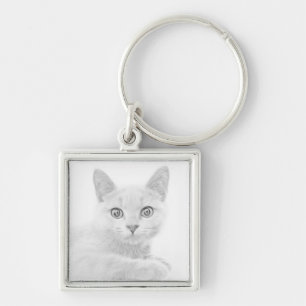 SUPER CUTE Kitten Portrait Photograph Key Ring