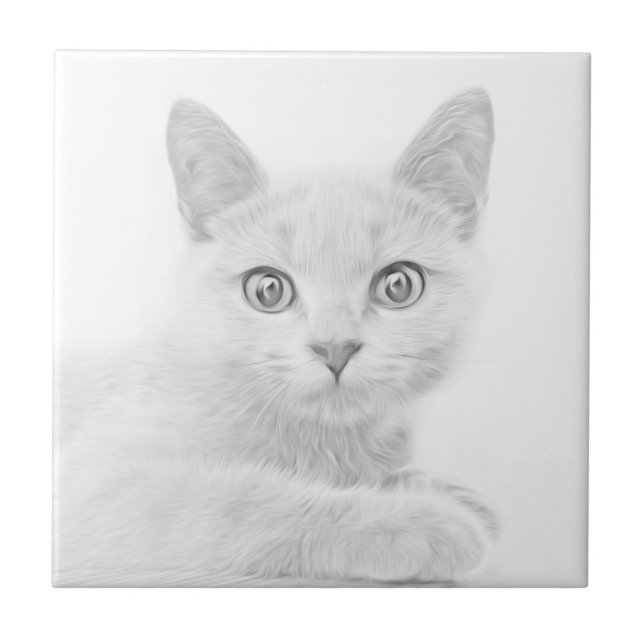 SUPER CUTE Kitten Portrait Tile (Front)