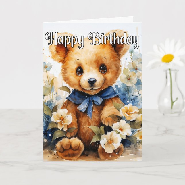 Super Cute Little Teddy Bear Card (Small Plant)