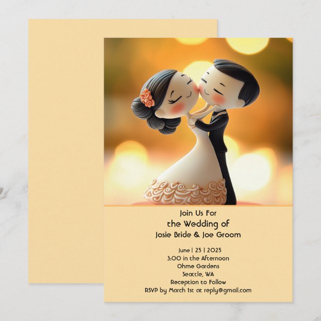 Super cute love wedding invitation (Front/Back)