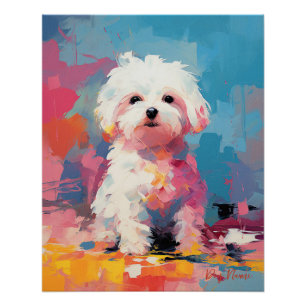 Super Cute Maltese Dog Puppy 003 - Xeno Lucilfer Poster