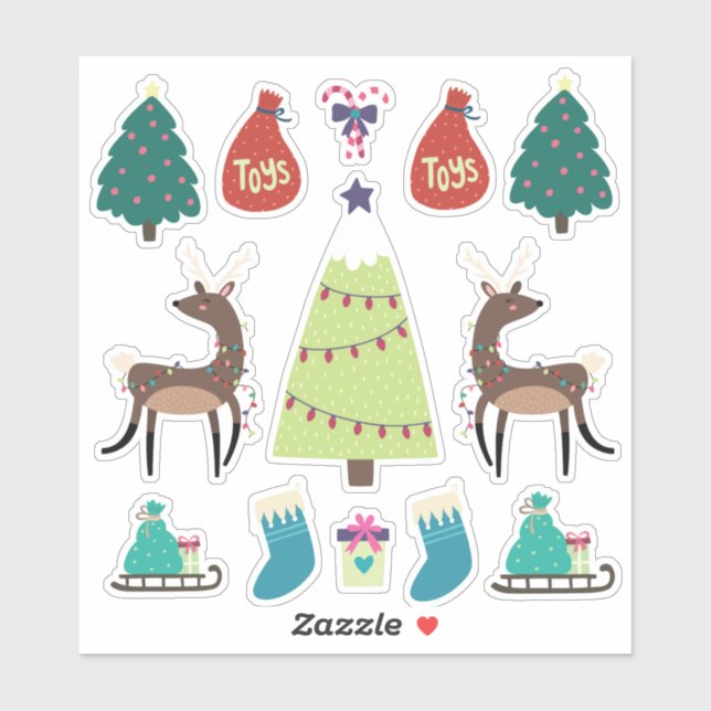 Super cute mixed Christmas set featuring deers (Sheet)
