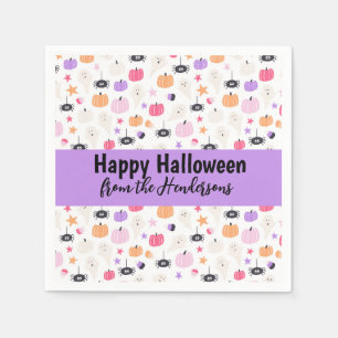 Super Cute Modern purple pumpkin Halloween Napkin