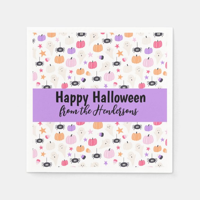 Super Cute Modern purple pumpkin Halloween  Napkin (Front)