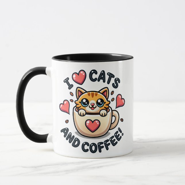 Super cute Orange Tabby Cats and Coffee Mug (Left)