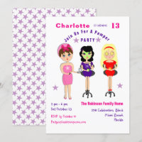 Super Cute Pamper Party Girls  Birthday Invites