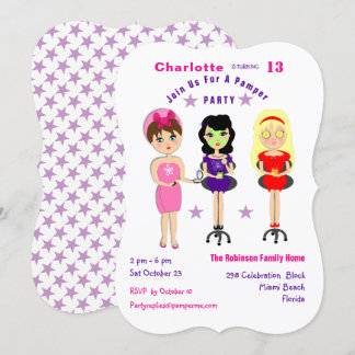 Super Cute Pamper Party Girls  Birthday Invites
