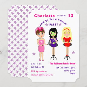 Super Cute Pamper Party Girls  Birthday Invites