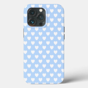 Super Cute Pastel Blue And White Hearts Phone Case