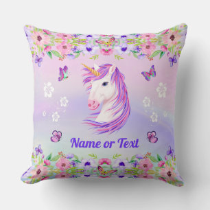 Super Cute Pastel, Personalised Unicorn Pillow