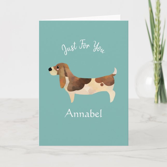 Super Cute Personalised Basset Hound Card (Front)