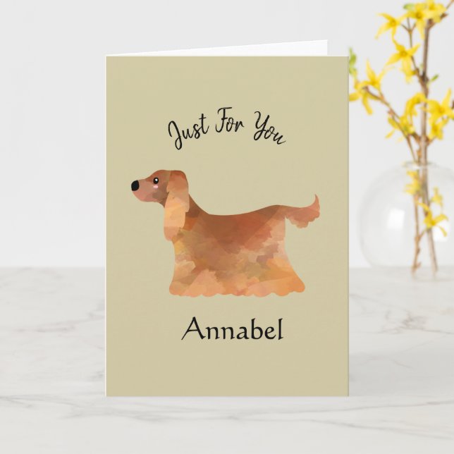 Super Cute Personalised Cocker Spaniel Card (Yellow Flower)