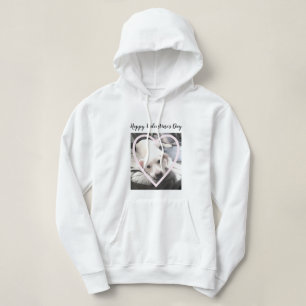 Super Cute Photo of a Puppy in a Light Pink Heart Hoodie