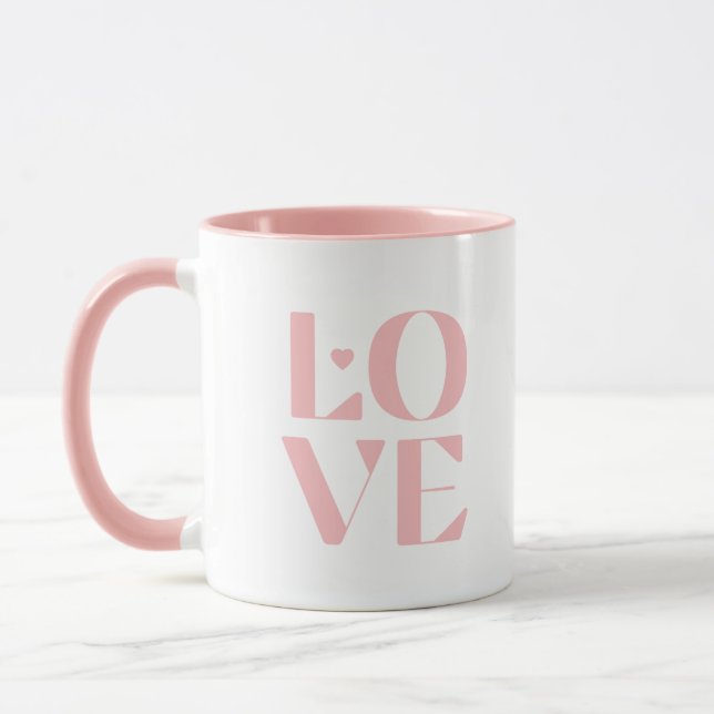 Super Cute Pink "Love" Coffee Cup (Left)