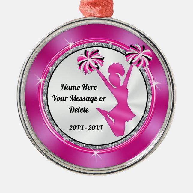 Super Cute Pink Personalised Cheerleader Ornament (Front)