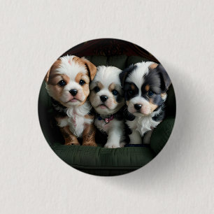 Super Cute Puppies on the Couch 2 3 Cm Round Badge