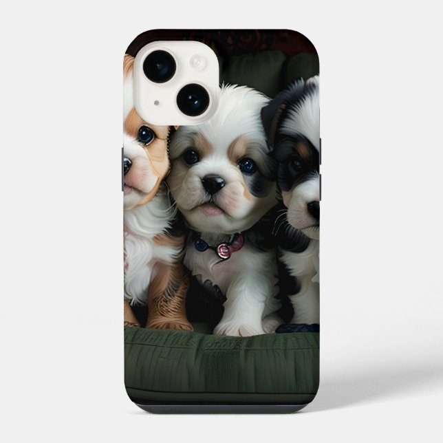 Super Cute Puppies on the Couch 2 iPhone Case (Back)