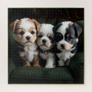 Super Cute Puppies on the Couch 2 Jigsaw Puzzle