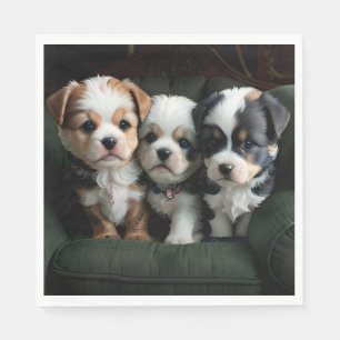 Super Cute Puppies on the Couch 2 Napkin