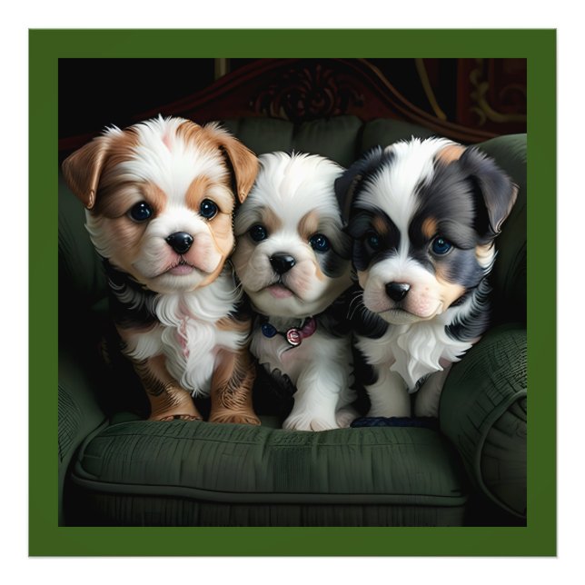 Super Cute Puppies on the Couch 2 Photo Print (Front)