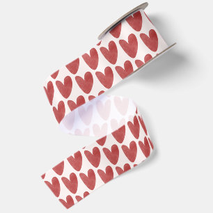 Super Cute Red Heart Drawing Satin Ribbon