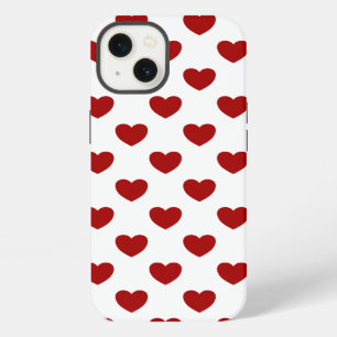 Super Cute Red Hearts On White Polka Dots Design iPhone 13 Case