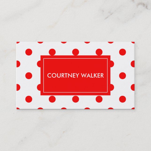 Super Cute red polka dot business cards (Front)