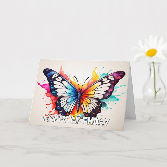 Super Cute Retro Butterfly Illustration Card (Small Plant)