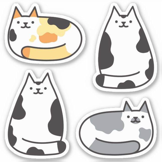 Super Cute Round Kawaii Calico Cats (Front)