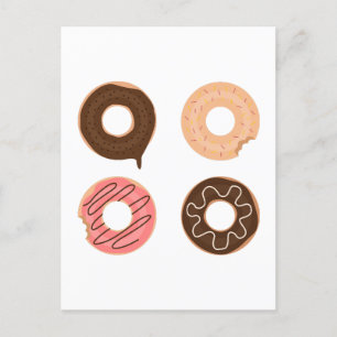 Super cute set of doughnuts postcard