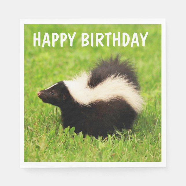 Super Cute Skunk Birthday Napkin (Front)