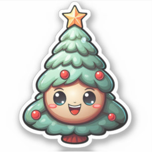 Super Cute Smiling Green Christmas Tree