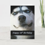 Super Cute Smiling Husky Happy 18th Birthday Card<br><div class="desc">Turning 18 is a great thing to be happy about! This super cute smiling blue eyed husky dog,  is a great way to wish someone a Happy 18th birthday!</div>