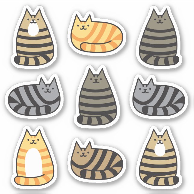 Super Cute Striped Tabby Cats Kawaii  (Front)